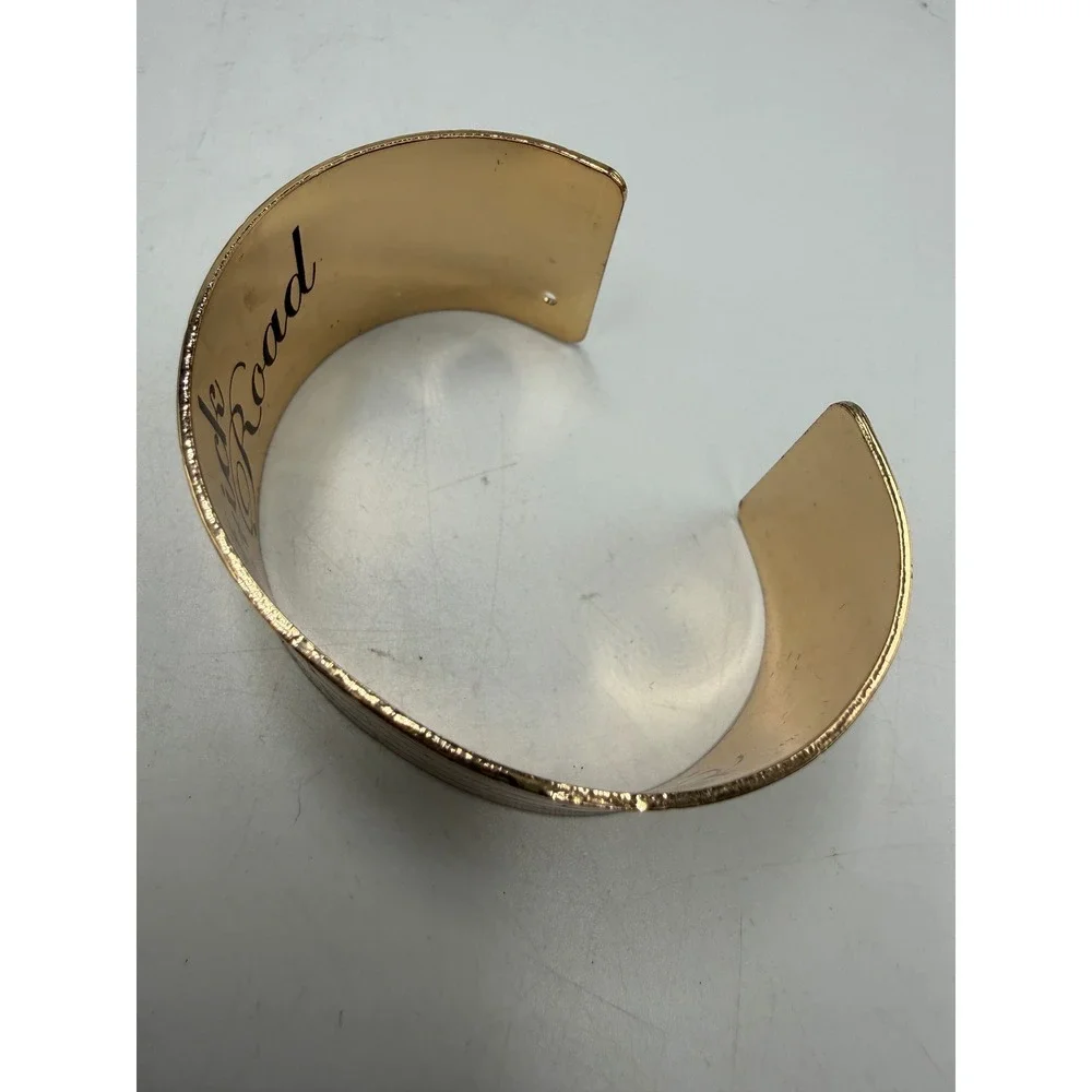 Follow the Yellow Brick Road Gold Tone Brick Pattern Cuff Bracelet